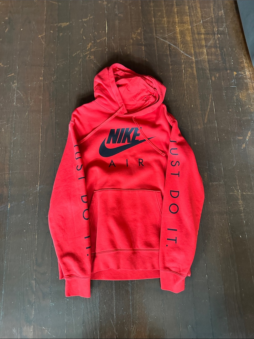 Nike Red Crewneck Hoodie with Black Nike Air Logo